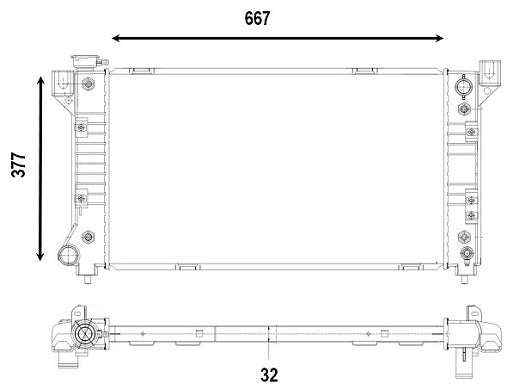 Radiador Chrysler Town & Country 1996-2000 V6 3.8L DPI: 1862