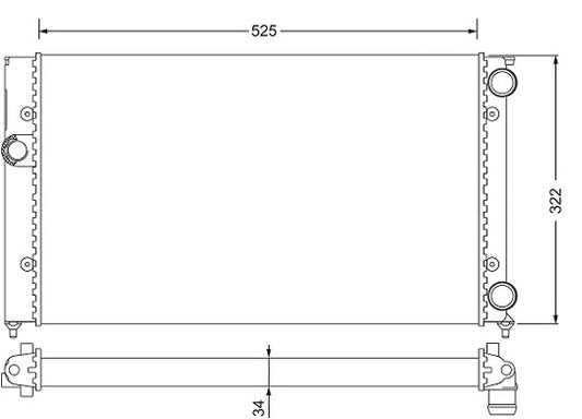 Radiador Volkswagen Golf 1993-1998 L4 1.8L DPI: 1622 For Vehicles W/ AC