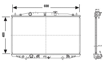 Radiador Honda Accord 2003-2007 L4 2.4L DPI: 2569 / 2797