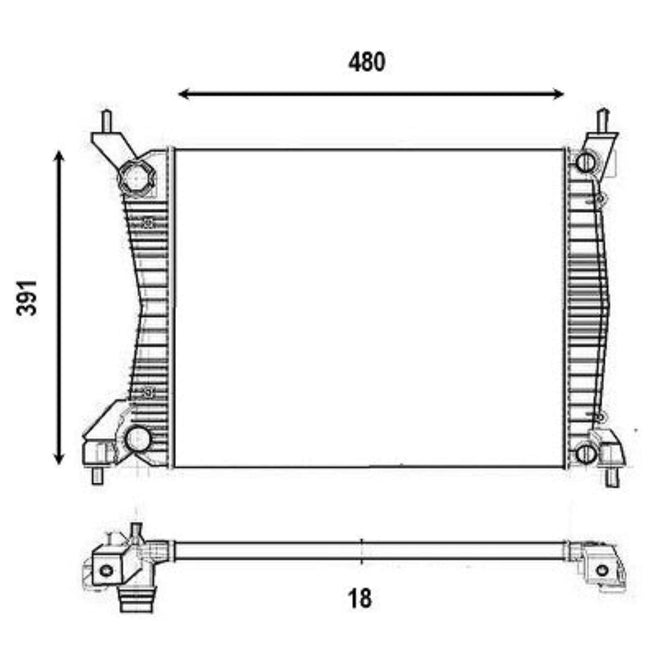 Radiador Fiat Palio 2013-2015 L4 1.6L DPI: 66184 Mechanically Assembled Aluminum