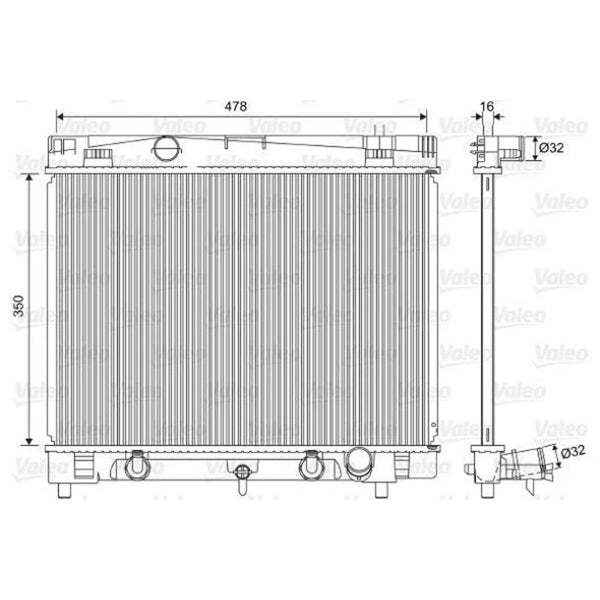 Radiador Toyota Yaris 2006-2015 L4 1.5L DPI: 2890 W/ oil cooler integrated