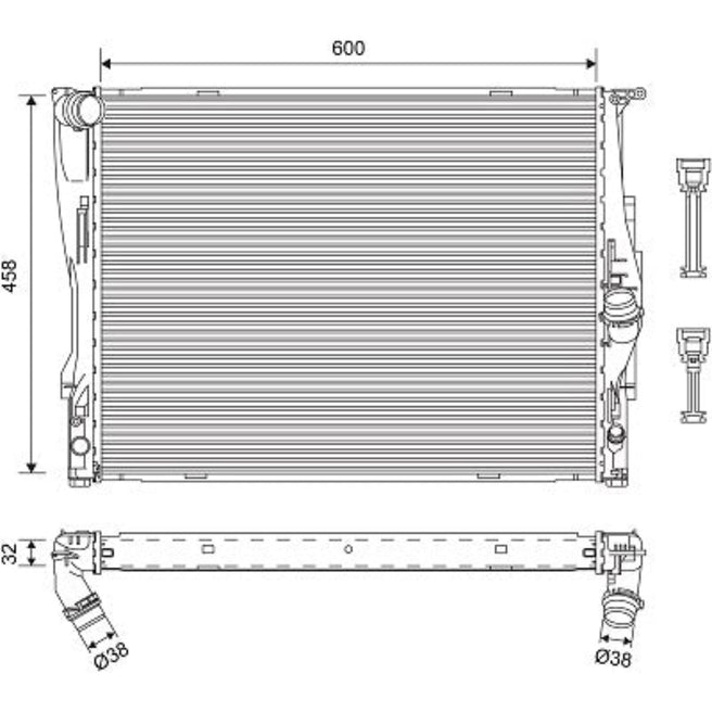 Radiador para BMW 330xi 2006-2006 L6 3.0L DPI: 2882