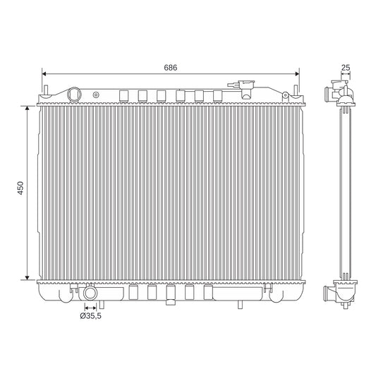Radiador Nissan NP300 2009-2014 L4 2.5L DPI/OEM: 21410VK505