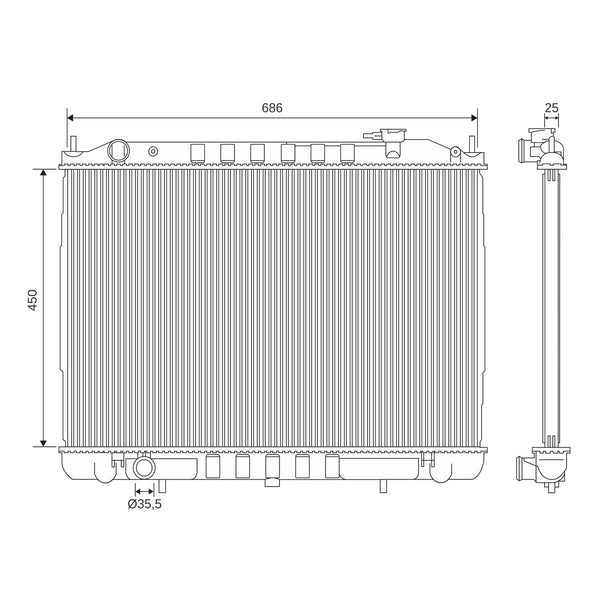 Radiador Nissan NP300 2009-2014 L4 2.5L DPI/OEM: 21410VK505