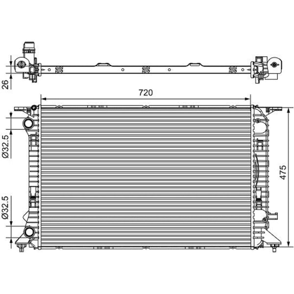 Radiador Audi A5 2012-2016 L4 1.8L DPI: 13188 Automatic