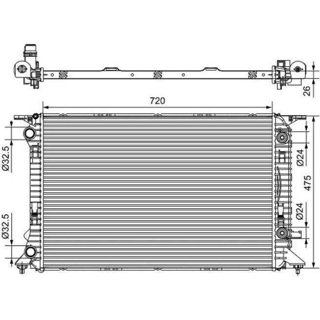 Radiador para Audi A4 2009-2016 L4 2.0L DPI: 13278