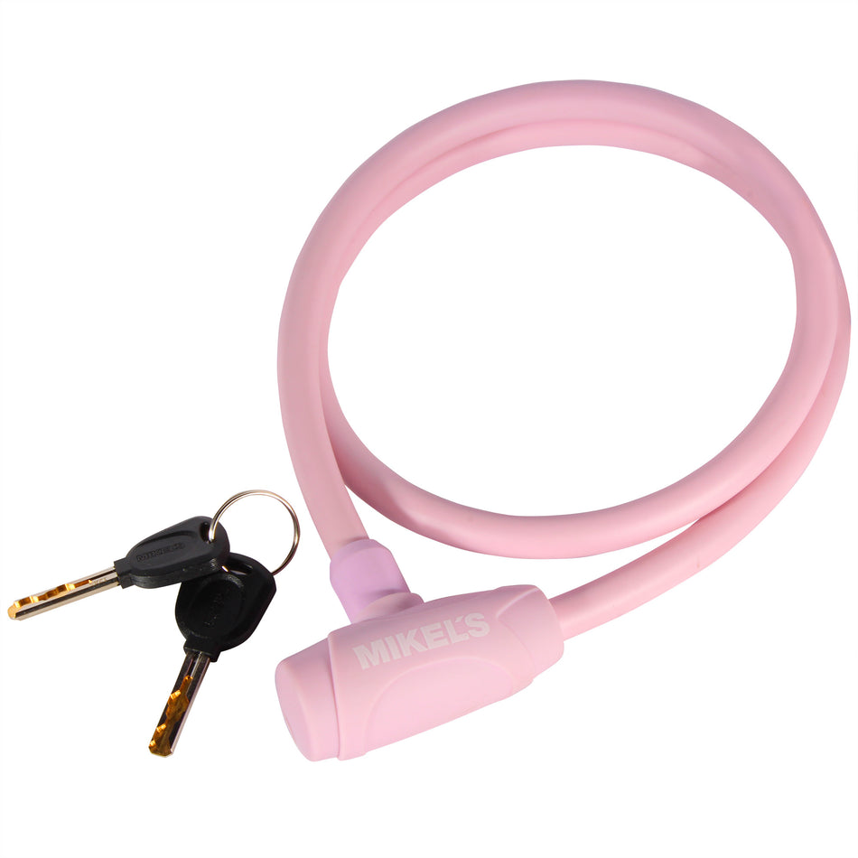 Cable candado con llaves, color rosa ( 1 mt)