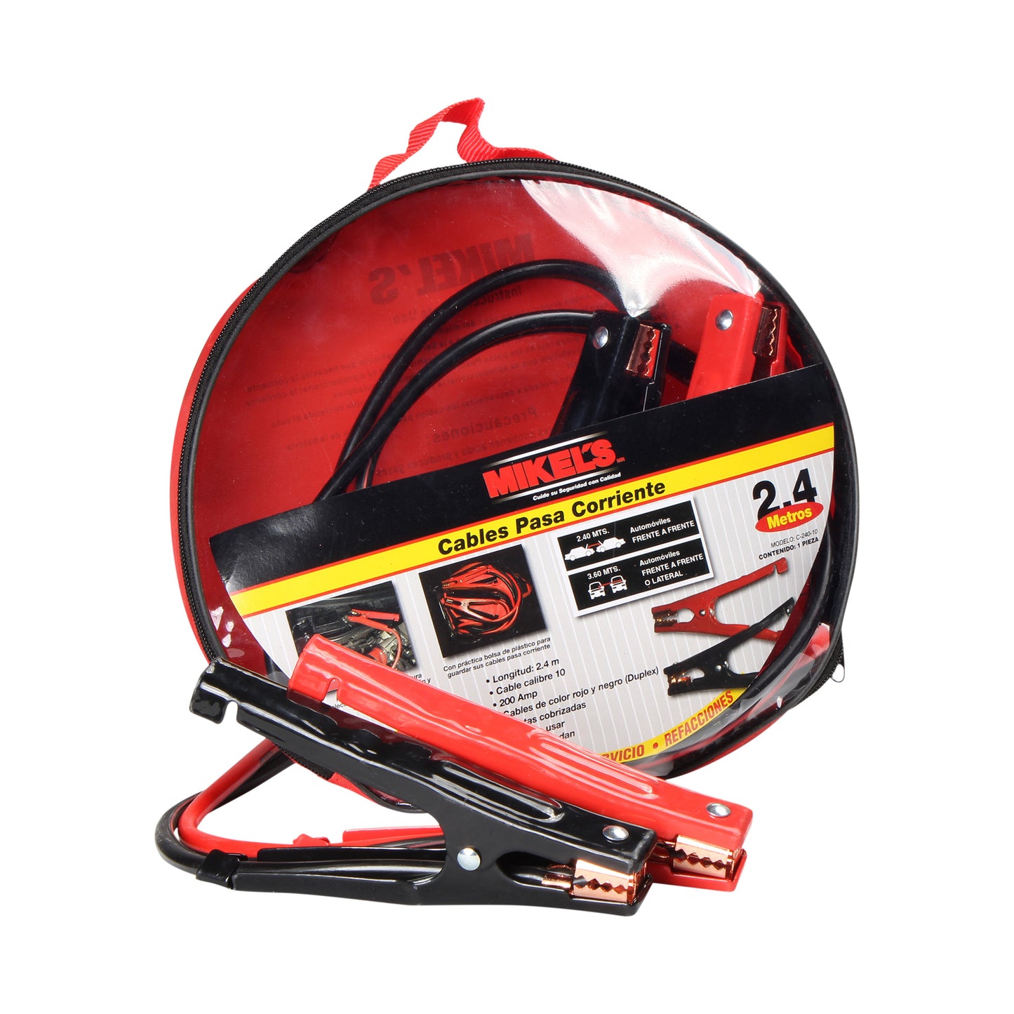 Cables pasa corriente, 2.4 mts, 210 amp, Calibre 10
