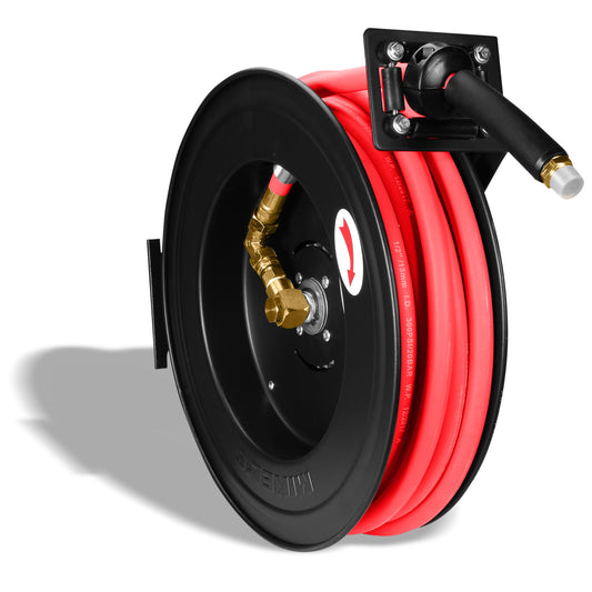 Carrete de acero con manguera, 3/8” sistema retractil (15 mts)
