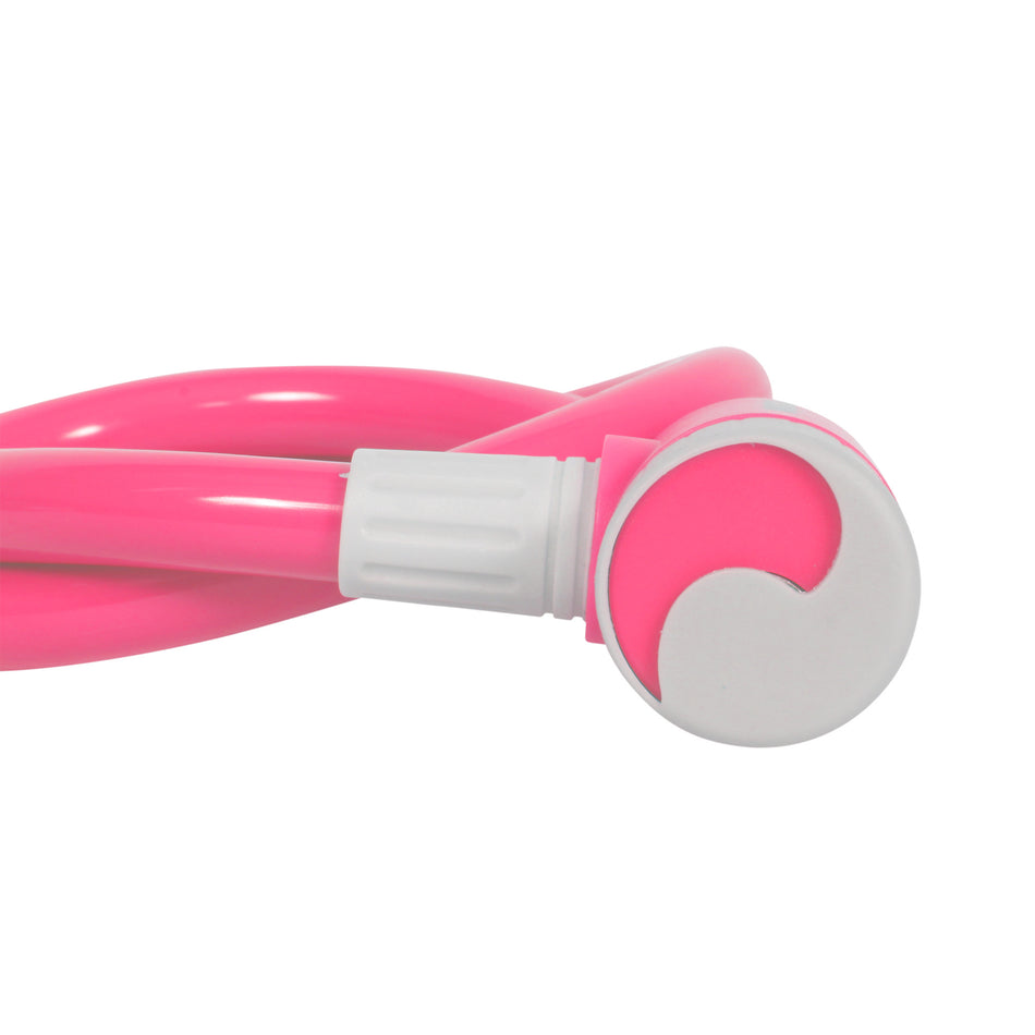 Cable candado con llaves, color rosa (65 cms)