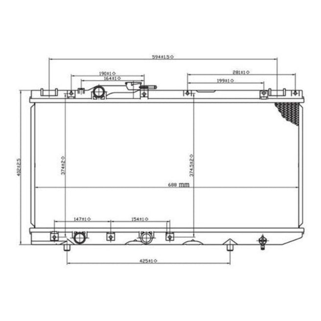 Radiador Ty Tercel/Paseo 91-94 L4 1.5 Lts C/S Aa Std 12 4/5X27X16Mm Alum Sold Polar