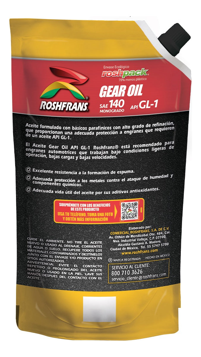 0.950 L RSHPCK GEAR OIL API GL-1 SAE 140