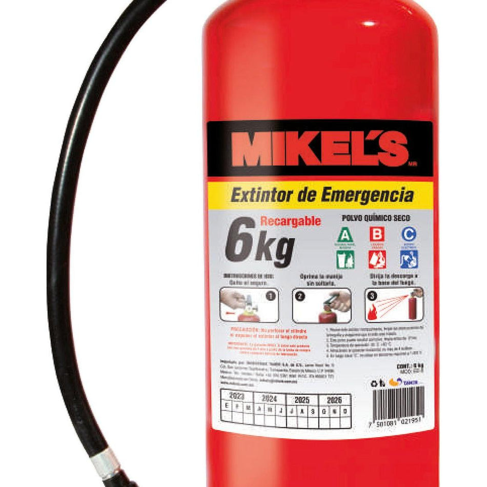 Extintor de emergencia recargable  (6 kgs)