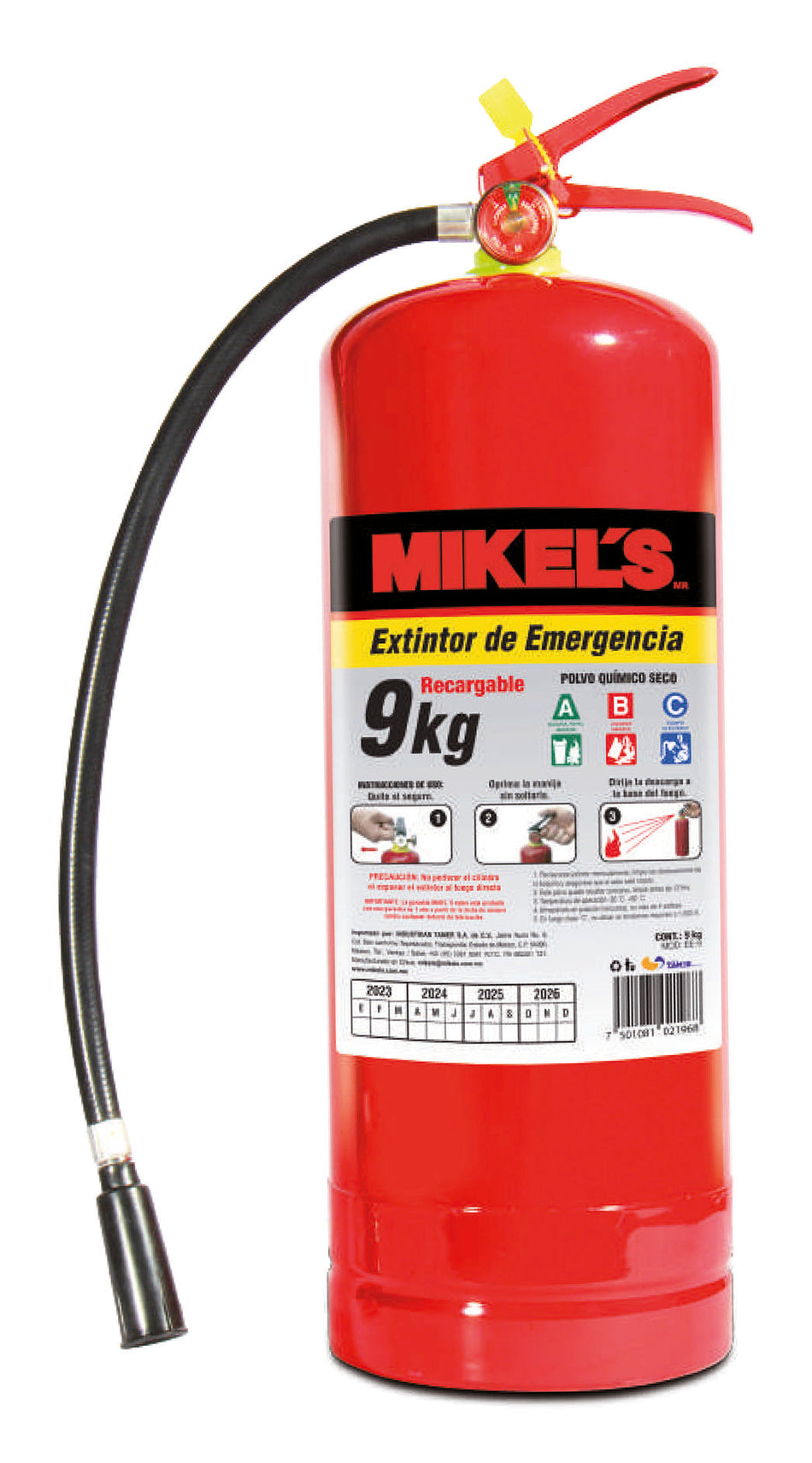 Extintor de emergencia recargable  (9 kgs)