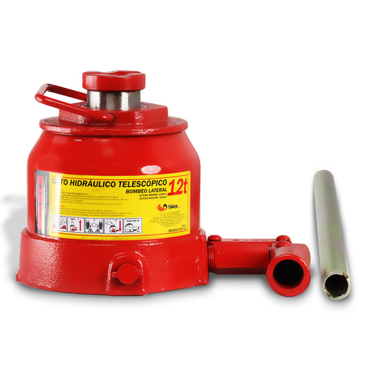 Gato hidraulico telescopico de botella (12 ton) Bombeo lateral