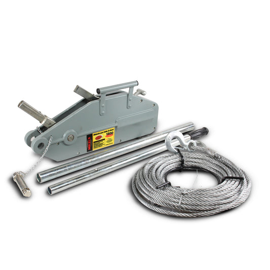 Malacate tirfor 1200 kgs (ancho cable 8 mm x 20 mts)