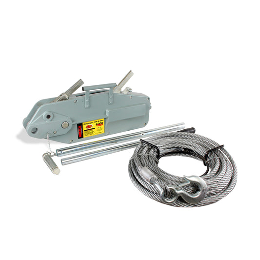 Malacate tirfor 4000 kgs (ancho cable 16 mm x 20 mts)