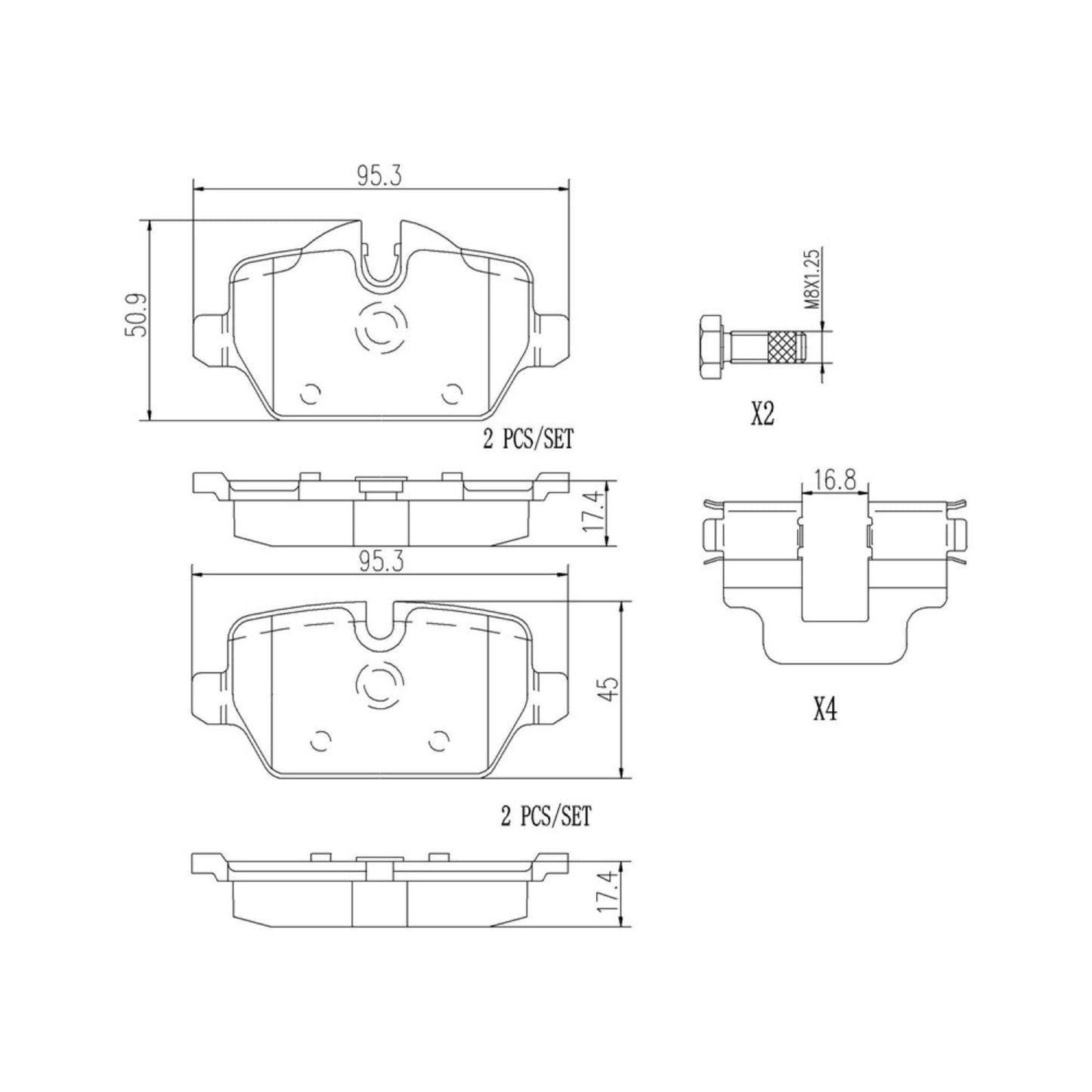 Balatas De Freno Trasera Para Bmw 120I 2007-2012