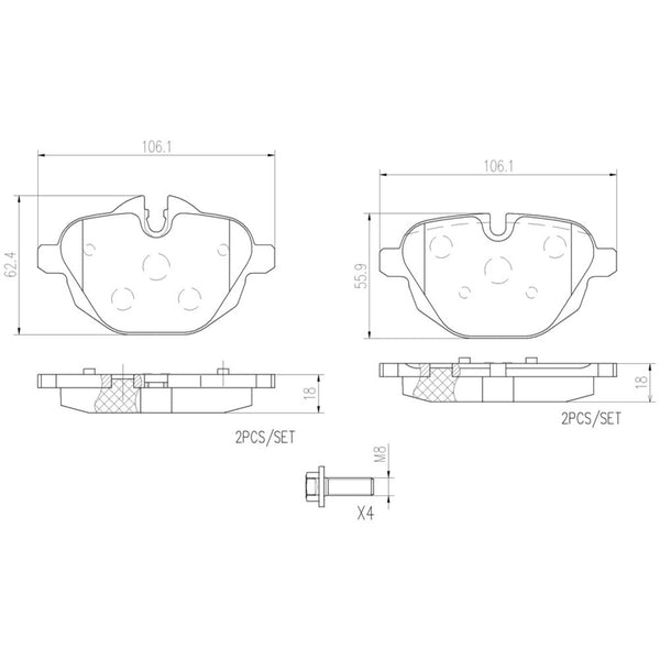 Balatas De Freno Trasera Para Bmw X3 2012-2014