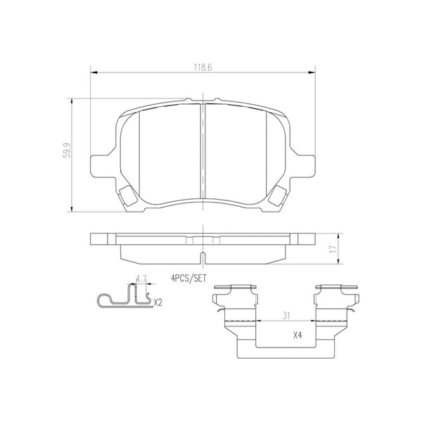 Balatas De Freno Delantera Para Chevrolet Hhr 2006-2008