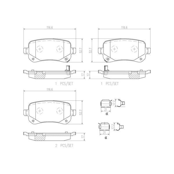 Balatas De Freno Trasera Para Chrysler Town & Country 2008-2012