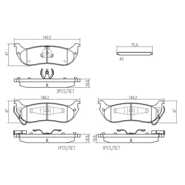 Balatas De Freno Trasera Para Chrysler Pacifica 2004-2007