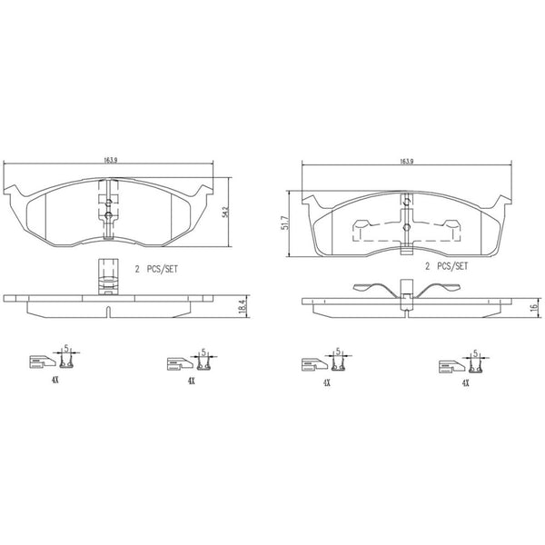 Balatas De Freno Delantera Para Chrysler Concorde 1993-1994