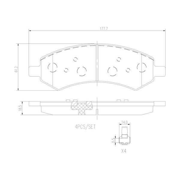 Balatas De Freno Delantera Para Dodge Dakota 2005-2012