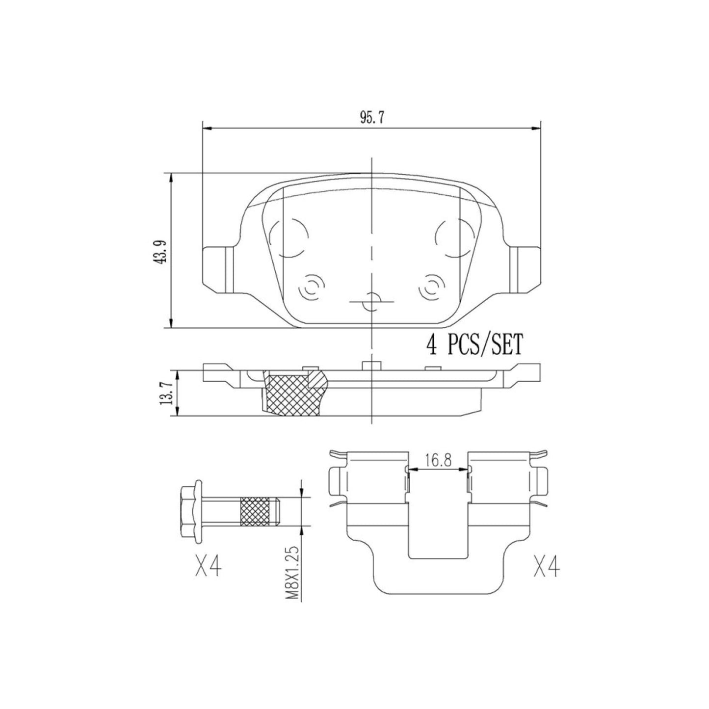 Balatas De Freno Trasera Para Fiat Panda 2007-2012