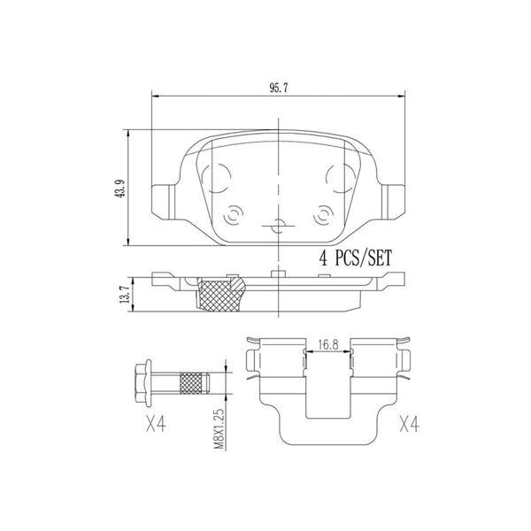 Balatas De Freno Trasera Para Fiat Panda 2007-2012