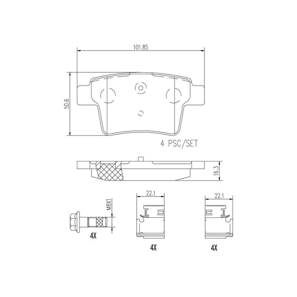 Balatas De Freno Trasera Para Ford Five Hundred 2005-2007