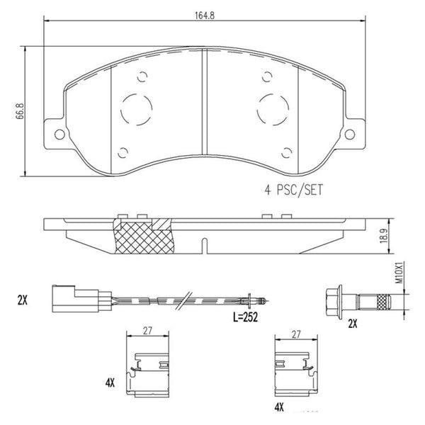 Balatas De Freno Delantera Para Ford Transit 2007-2014