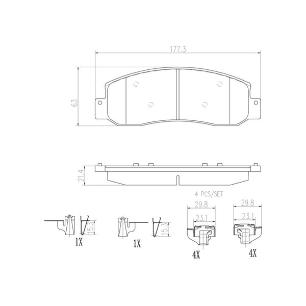Balatas De Freno Delantera Para Ford F-350 Super Duty 2005-2007