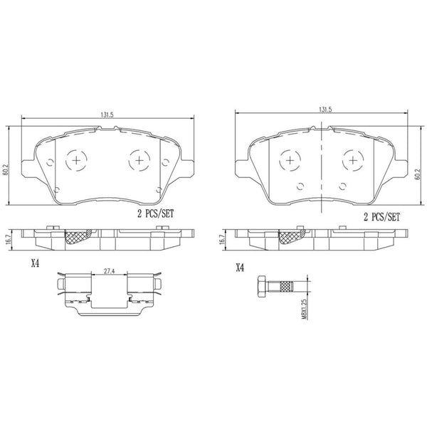 Balatas De Freno Delantera Para Ford Fiesta 2014-2016