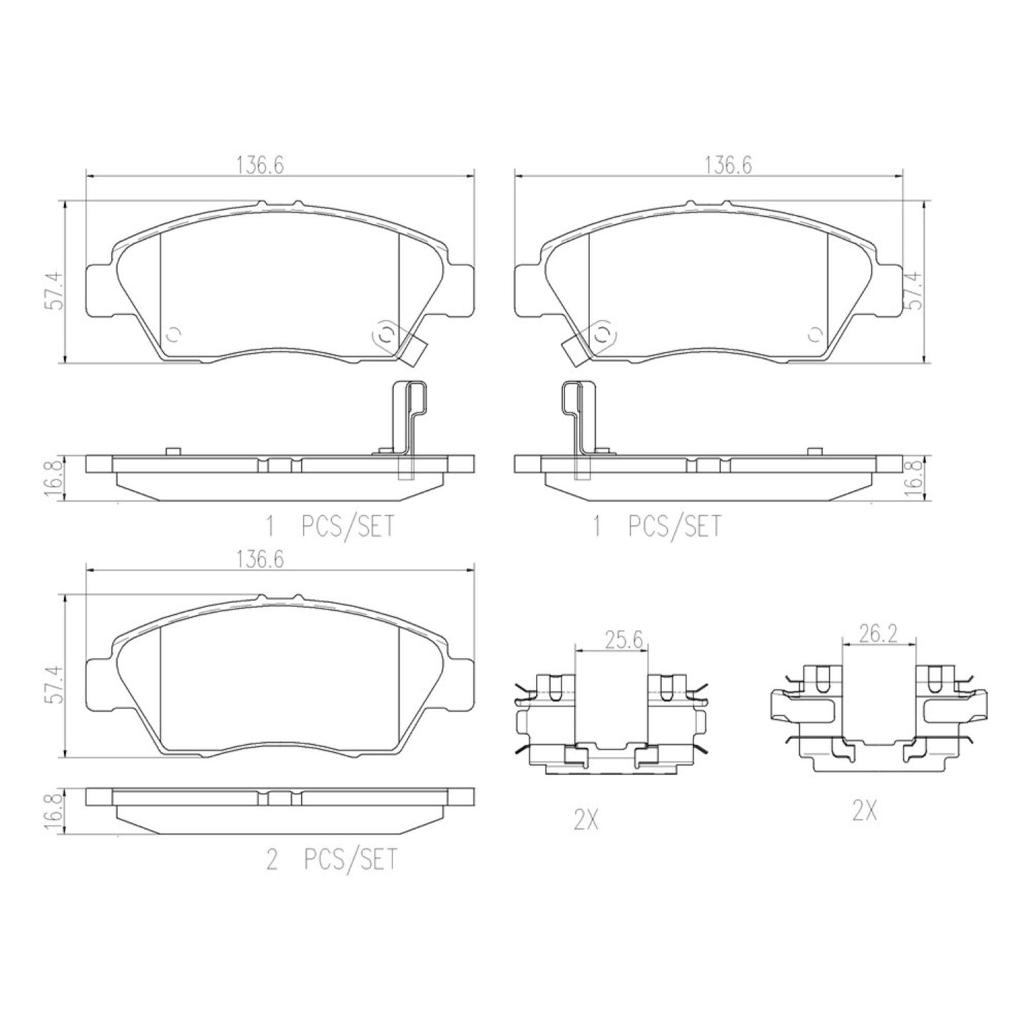 Balatas De Freno Delantera Para Honda Civic 1993-2015