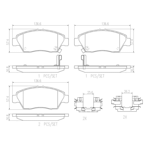 Balatas De Freno Delantera Para Honda Civic 1993-2015
