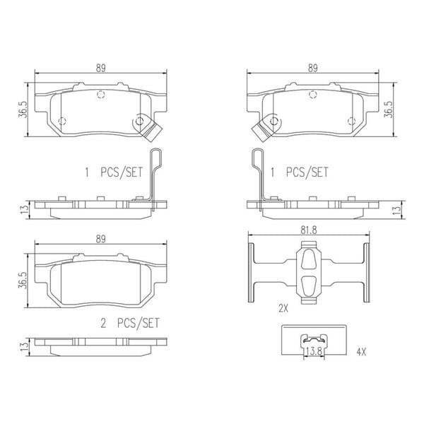 Balatas De Freno Trasera Para Honda Civic 1992-2000