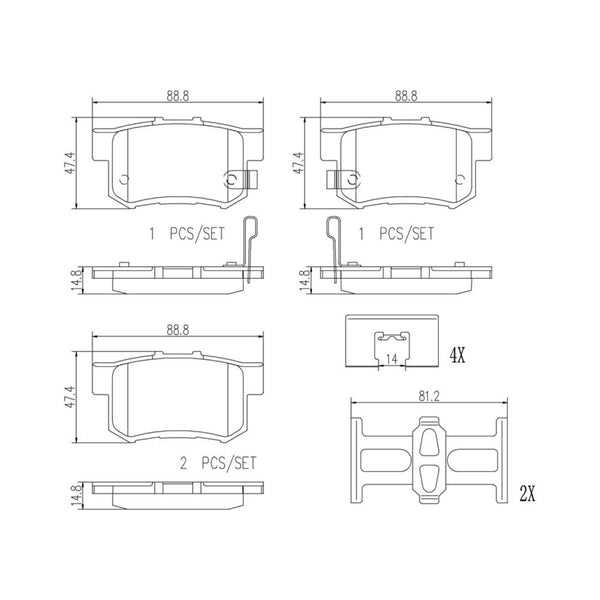 Balatas De Freno Trasera Para Acura Tl 1999-2008