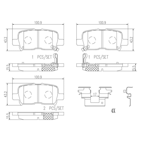 Balatas De Freno Trasera Para Acura Mdx 2001-2006