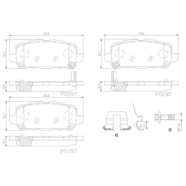 Balatas De Freno Trasera Para Honda Hr-V 2016-2022