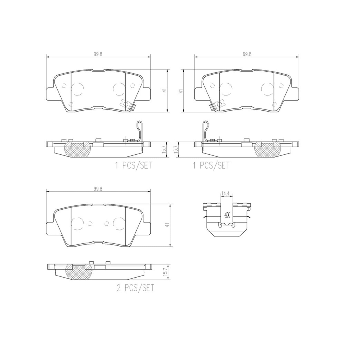 Balatas De Freno Trasera Para Hyundai Elantra 2011-2016