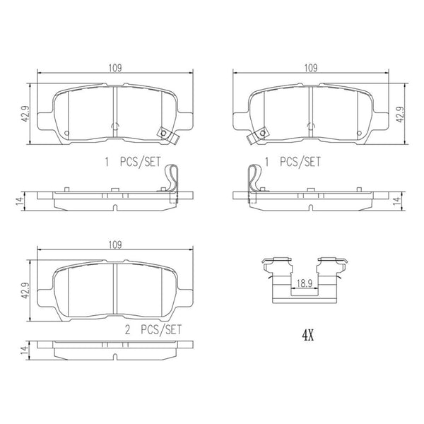 Balatas De Freno Trasera Para Pontiac Grand Prix 2004-2008