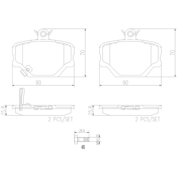 Balatas De Freno Delantera Para Smart Fortwo 2005-2016