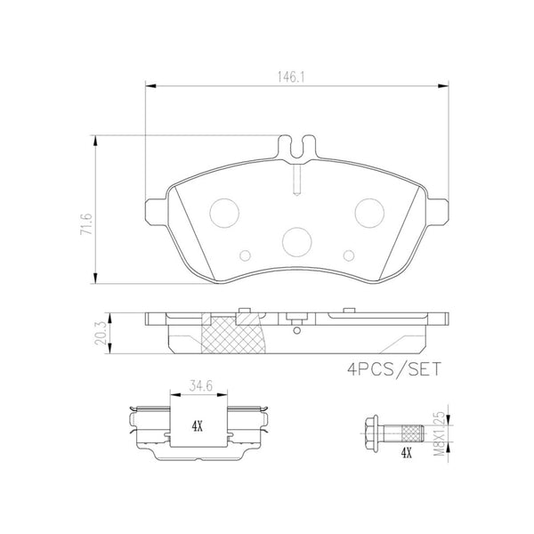 Balatas De Freno Delantera Para Mercedes-Benz C300 2008-2012