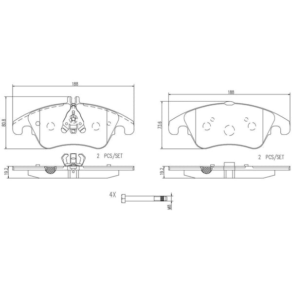 Balatas De Freno Delantera Para Mercedes-Benz C350 2008-2015