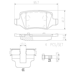 Balatas De Freno Trasera Para Mercedes-Benz B200 2006-2011