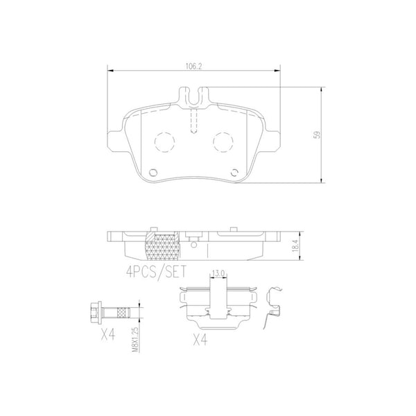 Balatas De Freno Trasera Para Mercedes-Benz Slk350 2012-2016