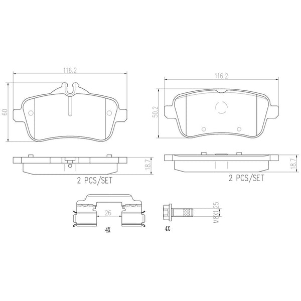 Balatas De Freno Trasera Para Mercedes-Benz Ml350 2010-2015