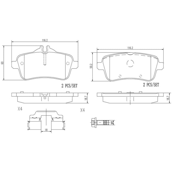 Balatas De Freno Trasera Para Mercedes-Benz Gle350 2016-2019