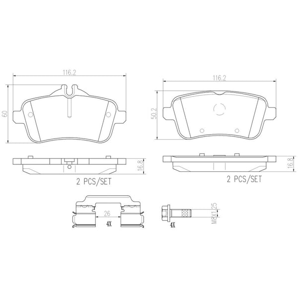 Balatas De Freno Trasera Para Mercedes-Benz Gl63 Amg 2013-2015
